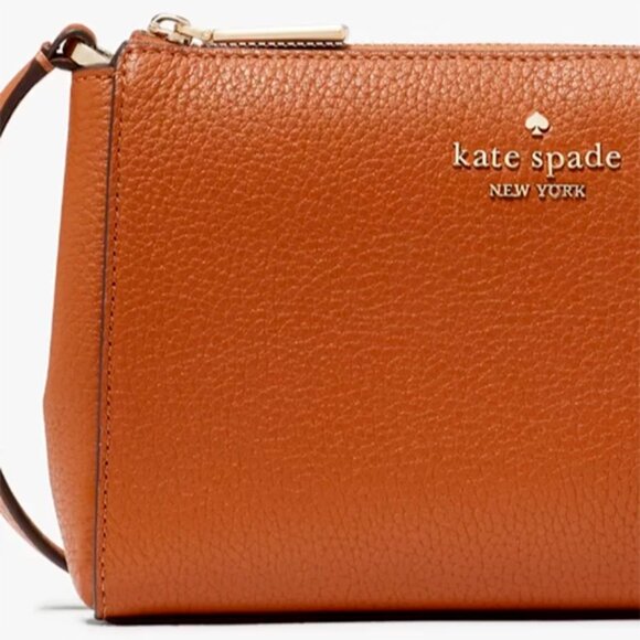 S Kate Spade Leila Top Zip Crossbody Bag Brown Pebbled Leather Purse KG463 NWT - Picture 6 of 9